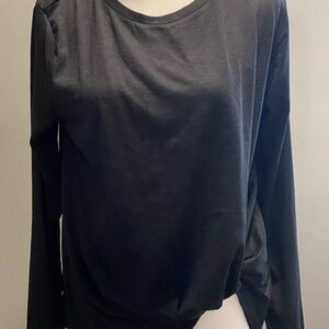 Super Trendy Black Long Sleeve Bottom Gathered
Shirt